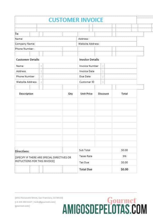 Fatura do cliente. exemplo real